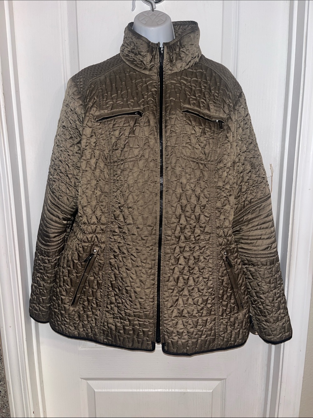 Laundry by Shelli Segal multi-pattern quilted utility jacket, size 1X